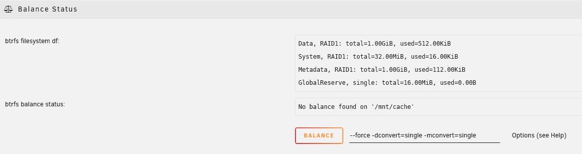 RAID 1 からシングルプロファイルへの変換